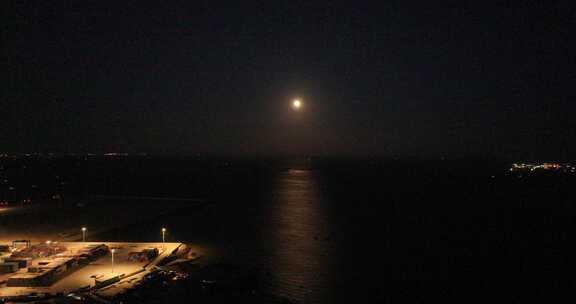 石狮石湖港区夜景航拍