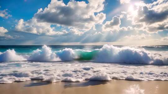 阳光海浪沙滩海景