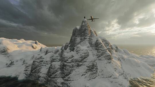 飞机穿越雪山