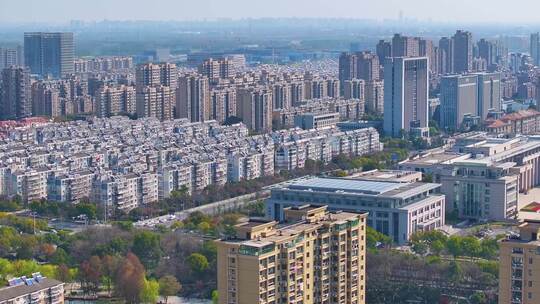 浙江省嘉兴市南湖区航拍城市高楼大厦摩天大