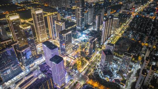 杭州余杭区未来科技城夜景航拍延时4K