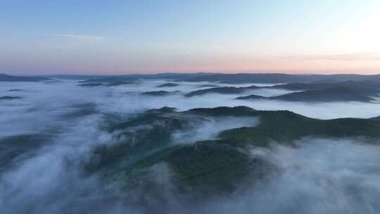 航拍黎明山川云海朝阳