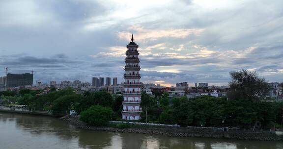 东莞航拍 万江 金鳌洲塔