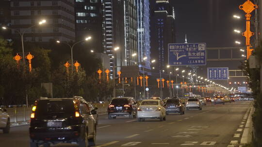 城市热闹街道 城市年味街景