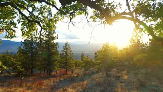 日落时俄勒冈州南部罗格山谷的鸟瞰图。