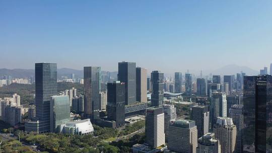 深圳福田市中心高楼大厦白天中景右横移