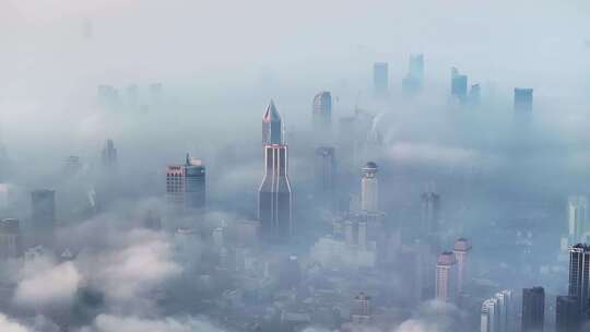 上海浦西世茂明天广场CBD云雾视频素材模板下载