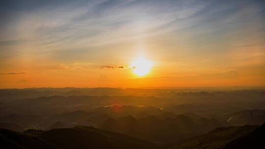 4k延时高海拔日落夕阳唯美素材