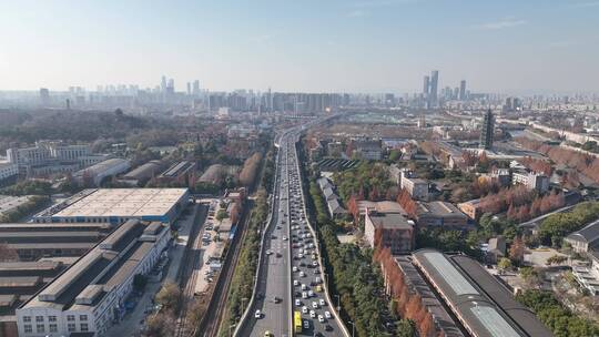 南京应天高架车流航拍视频素材模板下载