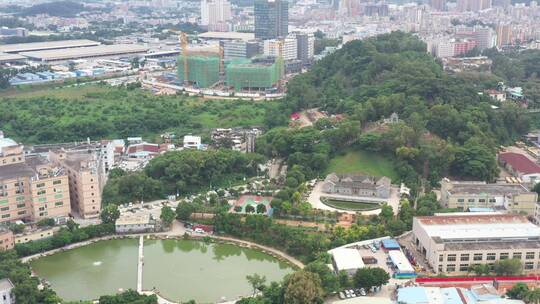 航拍深圳龙华区观澜现代化城市建设