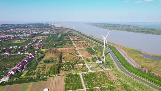 风力发电长江自然江边视频素材模板下载