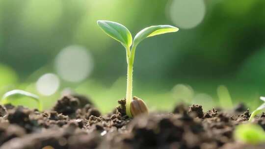 幼苗破土生长特写