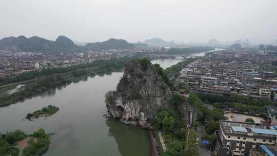 广西桂林伏波山景区航拍