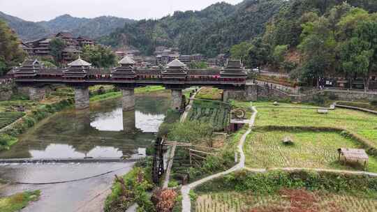 广西柳州三江程阳八寨风雨桥航拍