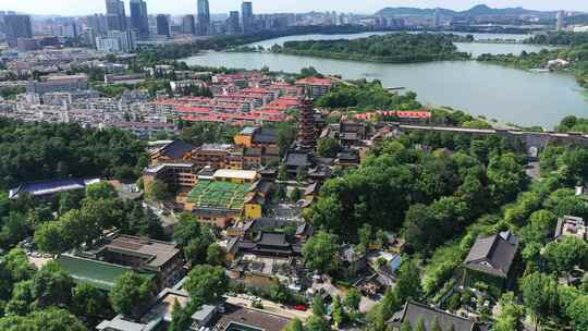 江苏省南京市古鸡鸣寺航拍风光。