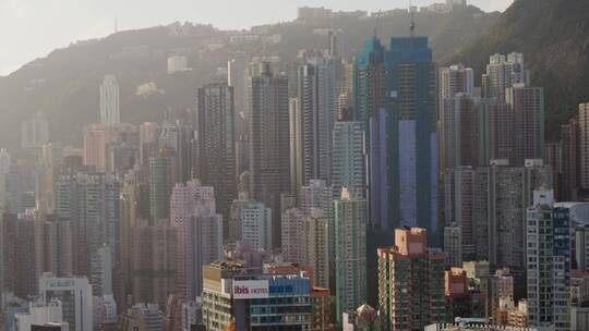 香港城市居民区高楼航拍