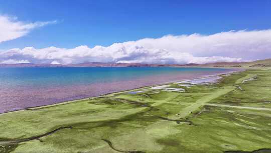 中国西藏拉萨纳木错圣湖风景航拍