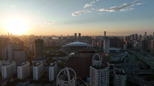 徐汇区上海体育场清晨航拍