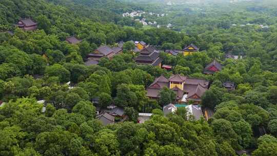 杭州西湖景区灵隐寺风光航拍