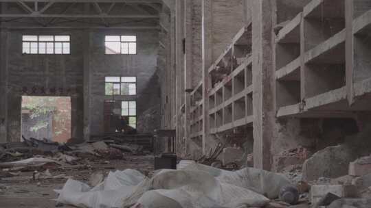 废弃工厂的一角视频素材模板下载