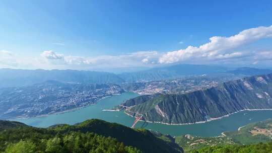 航拍重庆巫山巫峡峡口风光