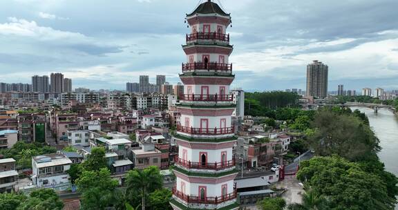 广东省东莞市金鳌洲塔航拍风光