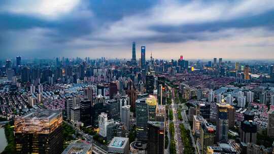 上海中金所上空上海陆家嘴航拍延时