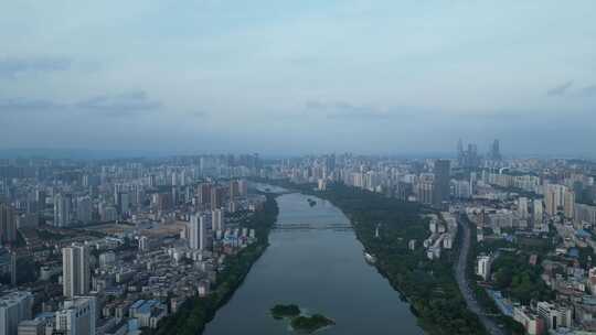 南宁 航拍 南湖公园 傍晚 大景