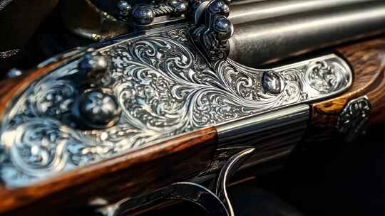 雕花工艺枪支微距特写