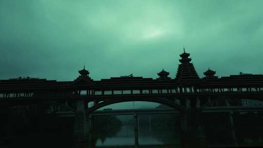 侗族风雨桥视频素材模板下载