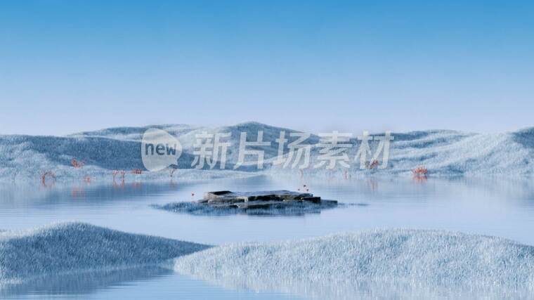 三维质感概念蓝色草地概念