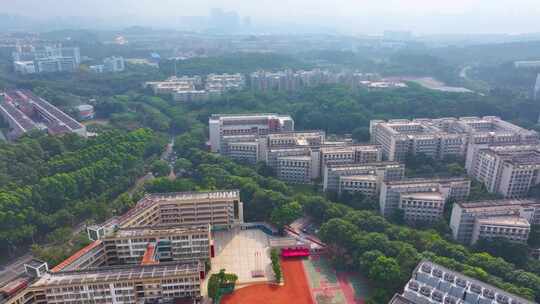 华南师范大学广州校区航拍大学城校园风景风