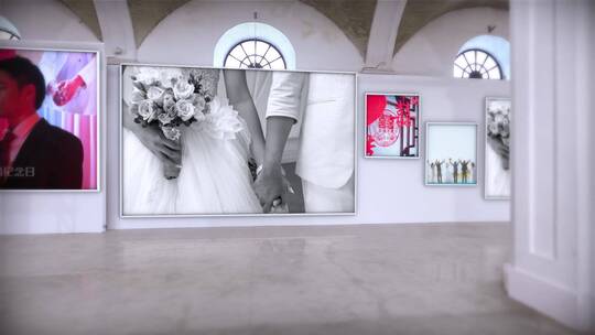 浪漫照片展览画影楼婚纱婚礼电子相册室内3D