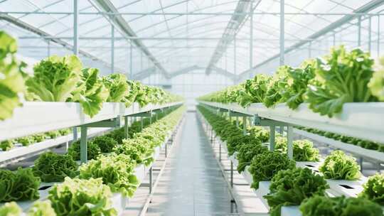 温室大棚内的蔬菜种植场景