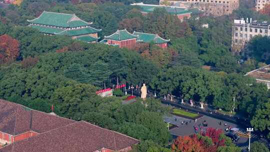 4K长沙 湖南大学 东方红广场航拍