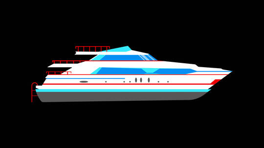 游艇图标线条绘制动画