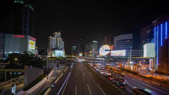 上海_道路桥梁_夜景延时_城市车流005