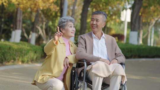 老年幸福生活 陪伴 老人轮椅
