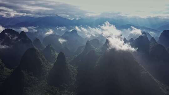 广西桂林喀斯特地貌自然风光航拍