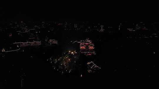 杭州风光城隍阁城区过年夜景视频素材模板下载