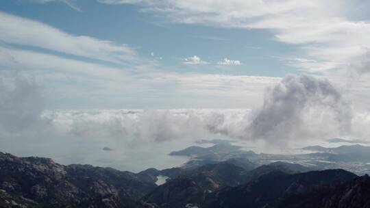 航拍青岛崂山巨峰海上名山