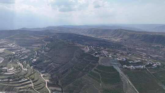 甘肃定西山川地地貌黄土高原航拍