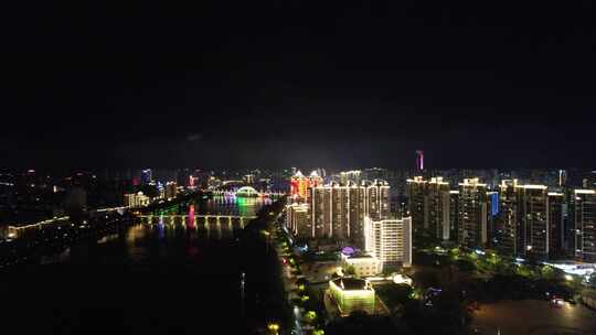 江西赣州城市夜景灯光航拍