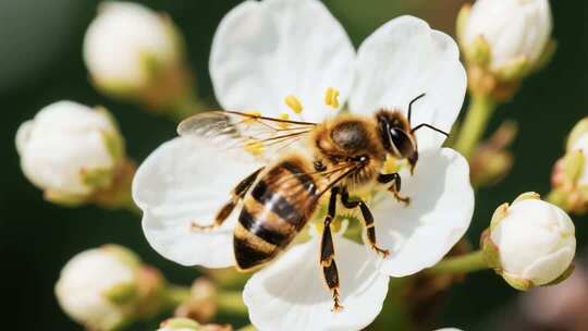 蜜蜂花朵微距特写画面