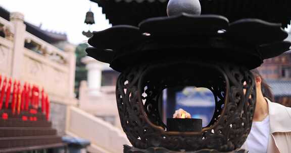 杭州径山寺香炉香火烧香祈福