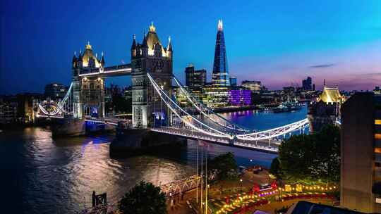 伦敦大桥黄昏转夜景视频素材模板下载