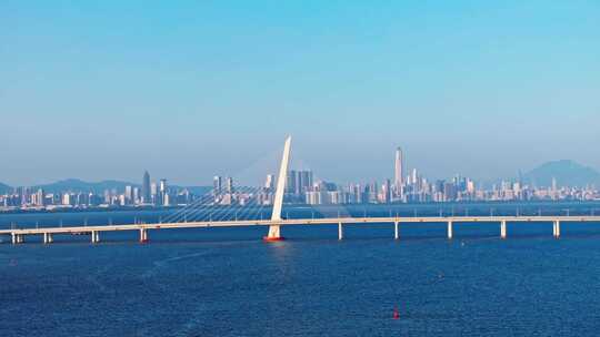 城市跨海大桥远景全景