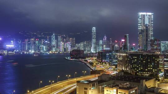 夜晚的香港视频素材模板下载