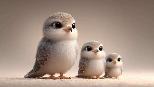 温馨小鸟一家亲情满满幸福相伴