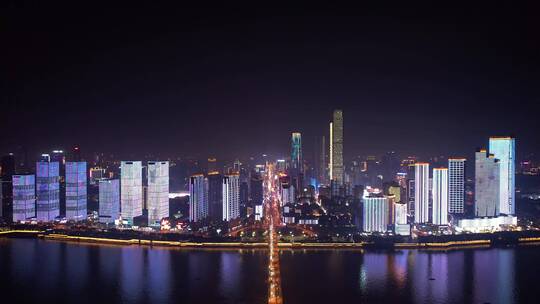 4k长沙湘江五一路城市夜景